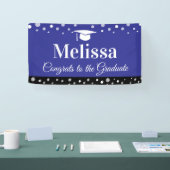 Blauw verjaardagsfeest banner aangepaste naam (Beurs)