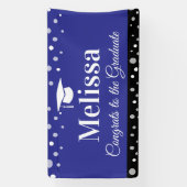 Blauw verjaardagsfeest banner aangepaste naam (Verticaal)