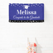 Blauw verjaardagsfeest banner aangepaste naam (Insitu)