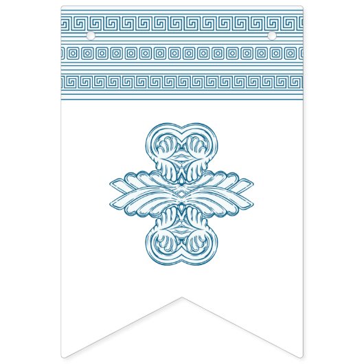 Blauw verjaardagsfeestje met Griekse elementen Vlaggetjes (Eerste vlag)