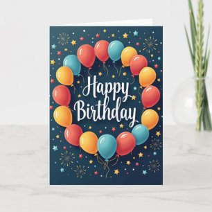 Blauw verjaardagskaart met schrift kaart