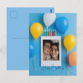 Blauw Verjaardagskaart Persoonlijke Poloraid Briefkaart (Voorkant / Achterkant)