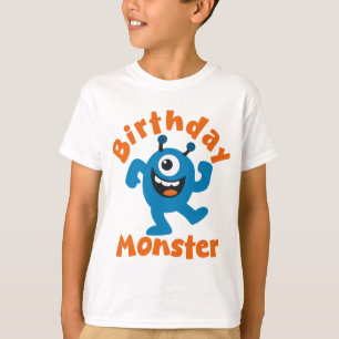 Blauw Verjaardagsmonster Feestje T-shirt