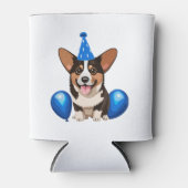 Blauw Verjaardagspup Klassiek T-shirt Blikjeskoeler (Voorkant)