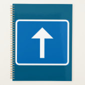 Blauw verkeersbord voor eenrichtingsverkeer met pi planner (Voorkant)