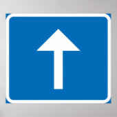 Blauw verkeersbord voor eenrichtingsverkeer met pi poster (Voorkant)