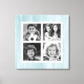 Blauw verkleurd hout zwart wit canvas afdruk (Voorkant)