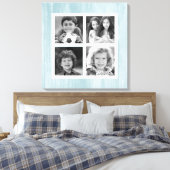 Blauw verkleurd hout zwart wit canvas afdruk (Insitu (Slaapkamer))