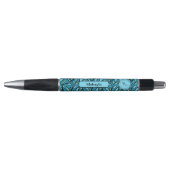 Blauw Verlaat Patroon met Naam & Logo Gift Pen (Voorkant)