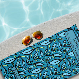 Blauw verlaat patroonnaam tweetalige tekst strandlaken