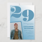 Blauw verloop 29e verjaardagsuitnodigingen Jongen  Kaart (Voorkant)