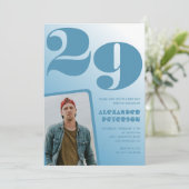 Blauw verloop 29e verjaardagsuitnodigingen Jongen  Kaart (Staand voorkant)