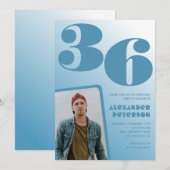 Blauw verloop 36e verjaardagsuitnodigingen Mannen  Kaart (Voorkant / Achterkant)