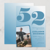 Blauw verloop 52ste verjaardagsuitnodigingen Manne Kaart (Voorkant / Achterkant)
