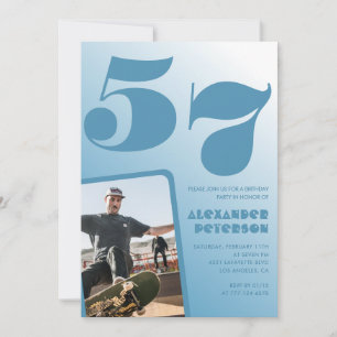 Blauw verloop 57ste verjaardagsuitnodigingen Manne Kaart