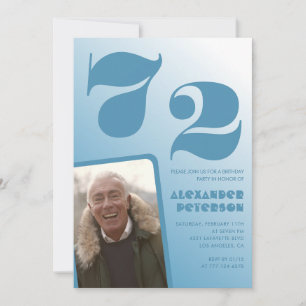 Blauw verloop 72ste verjaardagsuitnodigingen Manne Kaart