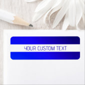 Blauw verloop en bewerkbare tekst op witte streep etiket (Insitu)