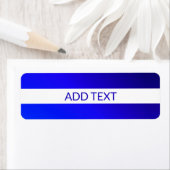 Blauw verloop en bewerkbare tekst op witte streep etiket (Insitu)