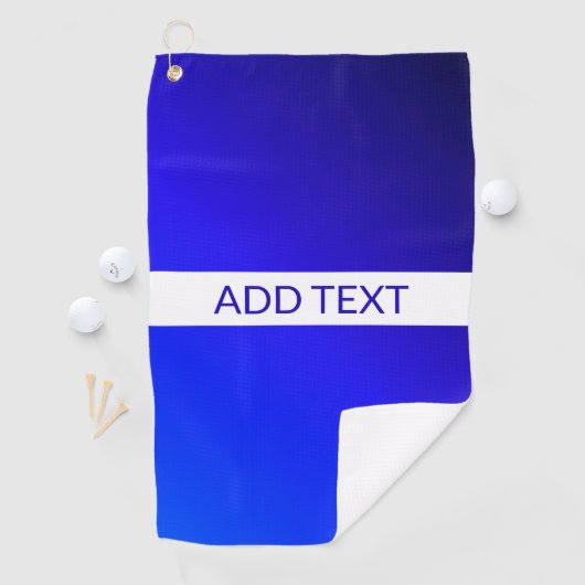 Blauw verloop en bewerkbare tekst op witte streep golfhanddoek (Insitu)