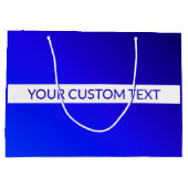 Blauw verloop en bewerkbare tekst op witte streep groot cadeauzakje (Achterkant)