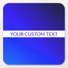 Blauw verloop en bewerkbare tekst op witte streep kartonnen onderzetters