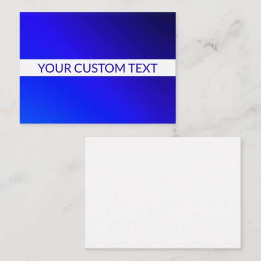 Blauw verloop en bewerkbare tekst op witte streep notitiekaartje (Voorkant / Achterkant)