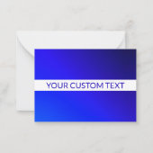 Blauw verloop en bewerkbare tekst op witte streep notitiekaartje (Voorkant)