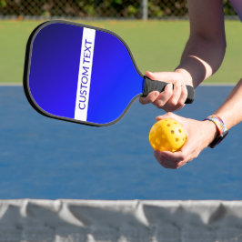 Blauw verloop en bewerkbare tekst op witte streep pickleball paddle