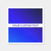 Blauw verloop en bewerkbare tekst op witte streep servet (Voorkant)