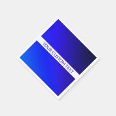 Blauw verloop en bewerkbare tekst op witte streep servet (Hoek)