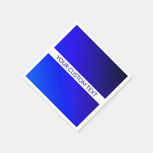 Blauw verloop en bewerkbare tekst op witte streep servet (Hoek)