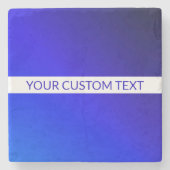 Blauw verloop en bewerkbare tekst op witte streep stenen onderzetter (Voorkant)