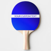 Blauw verloop en bewerkbare tekst op witte streep tafeltennisbatje (Voorkant)