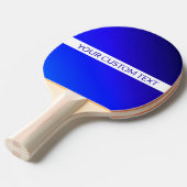 Blauw verloop en bewerkbare tekst op witte streep tafeltennisbatje (Voorkant Gekanteld)