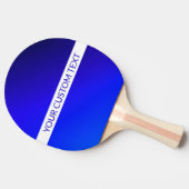 Blauw verloop en bewerkbare tekst op witte streep tafeltennisbatje (Zijkant)