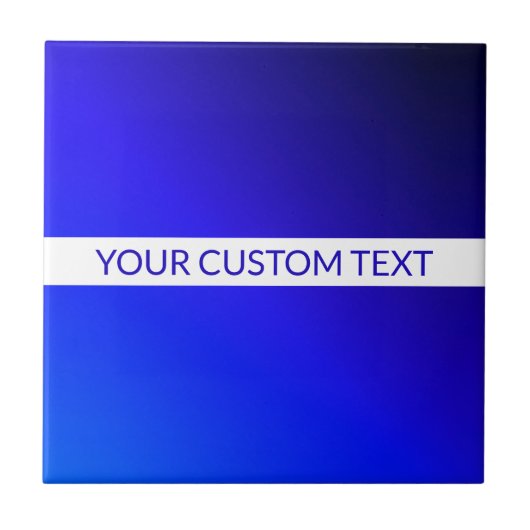 Blauw verloop en bewerkbare tekst op witte streep tegeltje (Voorkant)