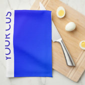 Blauw verloop en bewerkbare tekst op witte streep theedoek (Quarter Fold)