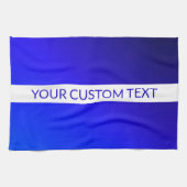 Blauw verloop en bewerkbare tekst op witte streep theedoek (Horizontaal)