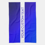 Blauw verloop en bewerkbare tekst op witte streep theedoek (Verticaal)