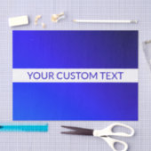 Blauw verloop en bewerkbare tekst op witte streep tissuepapier (Craft)