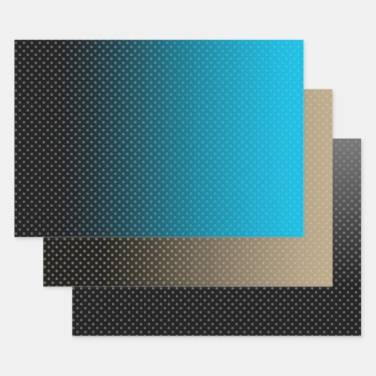 Blauw verloop met kleine stippen inpakpapier vel (Set)