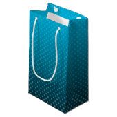 Blauw verloop met kleine stippen klein cadeauzakje (Voorkant Gekanteld)