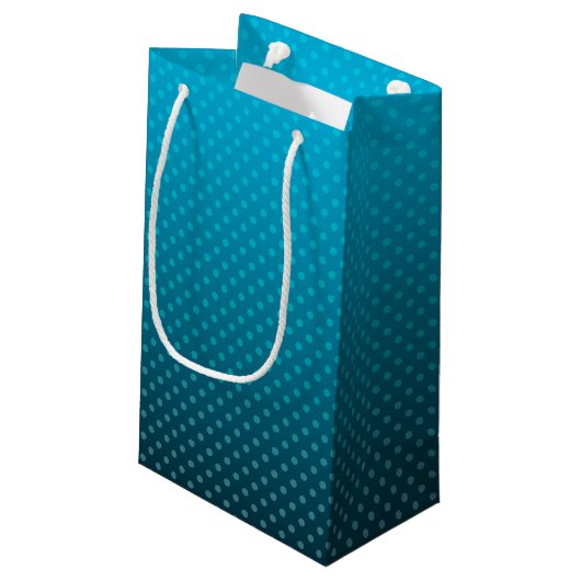 Blauw verloop met kleine stippen klein cadeauzakje (Achterkant Gekanteld)