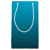 Blauw verloop met kleine stippen klein cadeauzakje (Voorkant)