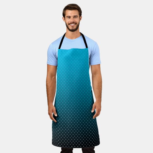 Blauw verloop met kleine stippen schort (Gedragen)