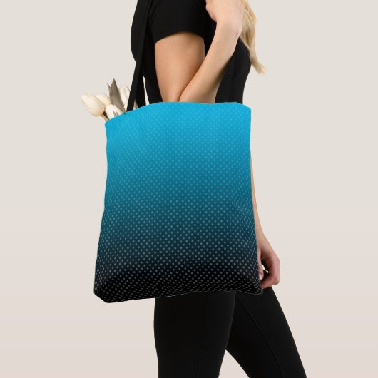 Blauw verloop met kleine stippen tote bag (Dichtbij)