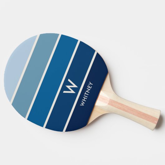 Blauw verloop Streep Monogram Persoonlijk Tafeltennisbatje (Zijkant)