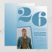 Blauw verloop uitnodigingen voor 26ste verjaardag  (Voorkant / Achterkant)