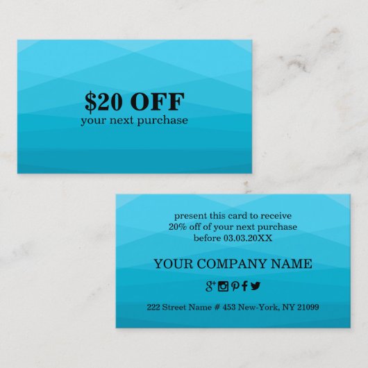 Blauw verloop veelhoekig visitekaartje (Voorkant / Achterkant)