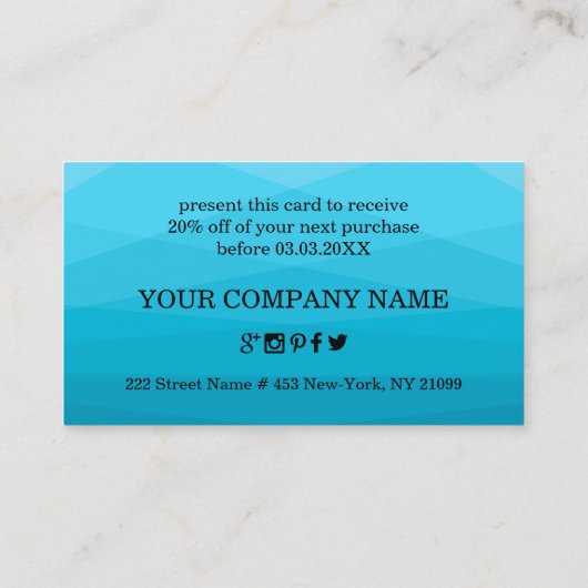 Blauw verloop veelhoekig visitekaartje (Achterkant)